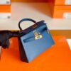 Hermes mini kelly Epsom R2 blue agete Gold Hardware 19cm Full Handmade
