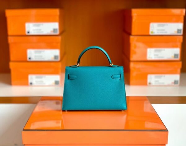 Hermes mini kelly Epsom 7f blue paon Gold Hardware 19cm Full Handmade