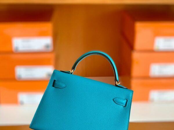 Hermes mini kelly Epsom 7f blue paon Gold Hardware 19cm Full Handmade