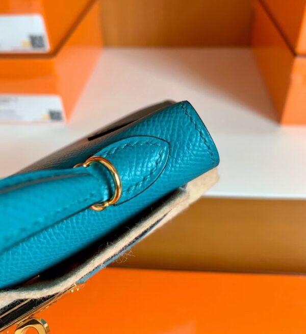 Hermes mini kelly Epsom 7f blue paon Gold Hardware 19cm Full Handmade