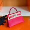 Hermes mini kelly Epsom i6 Rose Pink Silver Hardware 19cm Full Handmade