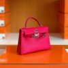Hermes mini kelly Epsom i6 Rose Pink Silver Hardware 19cm Full Handmade