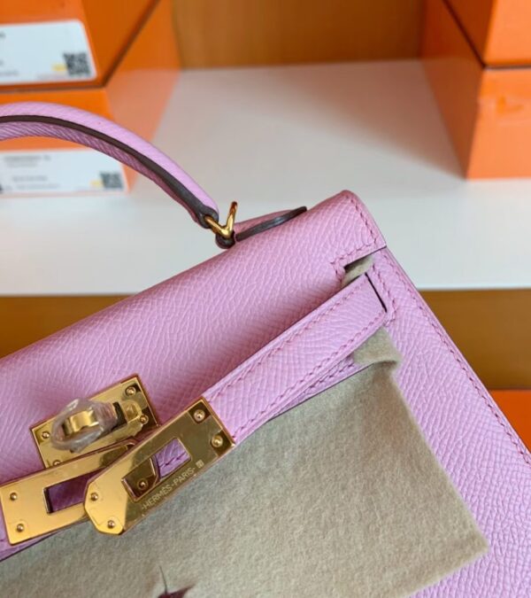 mmexport1674909166951-910x1024-1 Hermes mini kelly Epsom X9 Mauve Pink Gold Hardware 19cm Full Handmade