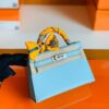Hermes mini kelly Epsom 6u Light Blue Silver Hardware 19cm Full Handmade
