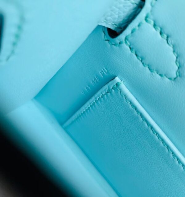 Hermes mini kelly Epsom 6u Light Blue Silver Hardware 19cm Full Handmade