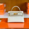 Hermes mini kelly Epsom Creamy White Silver Hardware 19cm Full Handmade
