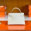 Hermes mini kelly Epsom Creamy White Silver Hardware 19cm Full Handmade