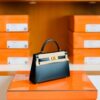 Hermes mini kelly Box Black Gold Hardware 19cm Full Handmade