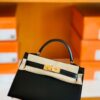 Hermes mini kelly Box Black Gold Hardware 19cm Full Handmade