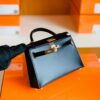 Hermes mini kelly Box Black Gold Hardware 19cm Full Handmade