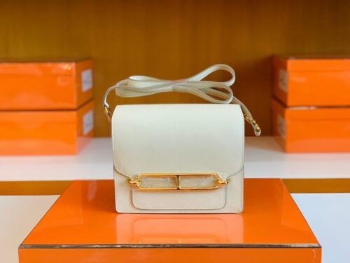 Hermes Roulis Eve Leather craie White Gold Hardware 18cm Full Handmade