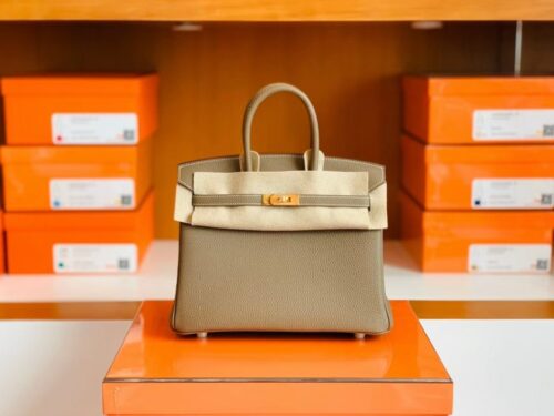 Hermes Birkin Togo 18 etoupe Gold Hardware 25cm Full Handmade