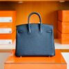 Hermes Birkin Togo bi-color Deep Blue & Orange Silver Hardware 25cm Full Handmade