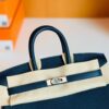 Hermes Birkin Togo bi-color Deep Blue & Orange Silver Hardware 25cm Full Handmade