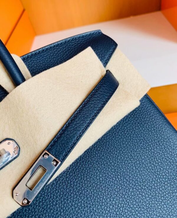 mmexport1675759273283-832x1024-1 Hermes Birkin Togo bi-color Deep Blue & Orange Silver Hardware 25cm Full Handmade