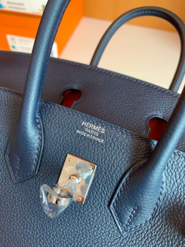 mmexport1675759274711-768x1024-1 Hermes Birkin Togo bi-color Deep Blue & Orange Silver Hardware 25cm Full Handmade