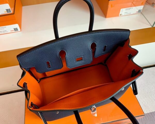 mmexport1675759276231-1024x819-1 Hermes Birkin Togo bi-color Deep Blue & Orange Silver Hardware 25cm Full Handmade