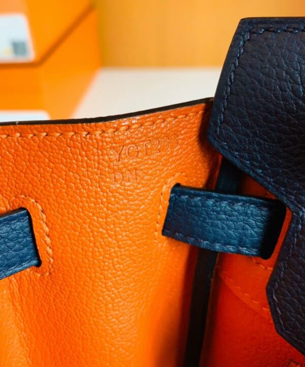mmexport1675759279536-851x1024-1 Hermes Birkin Togo bi-color Deep Blue & Orange Silver Hardware 25cm Full Handmade