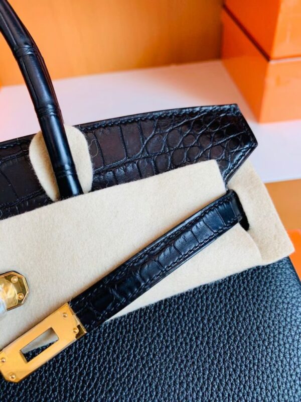 mmexport1675759311145-768x1024-1 Hermes Birkin Touch Togo & Matte Alligator ck89 Noir Gold Hardware 25cm Full Handmade