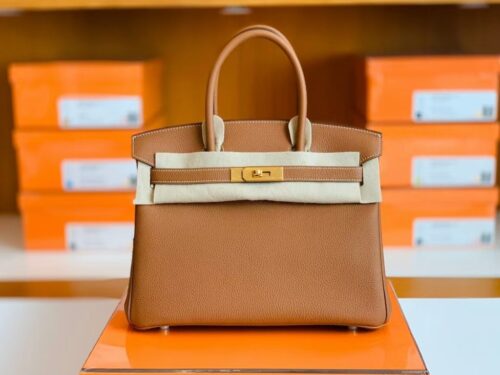 Hermes Birkin Togo CK37 Golden Brown Gold Hardware 30cm Full Handmade