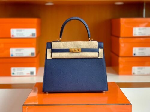 Hermes Kelly Epsom gem blue Gold Hardware 25cm Full Handmade