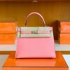 Hermes Kelly Epsom 1Q Creamy Pink Silver Hardware 25cm Full Handmade