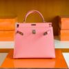 Hermes Kelly Epsom 1Q Creamy Pink Silver Hardware 25cm Full Handmade