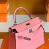 Hermes Kelly Epsom 1Q Creamy Pink Silver Hardware 25cm Full Handmade