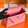 Hermes Kelly Epsom 1Q Creamy Pink Silver Hardware 25cm Full Handmade