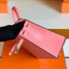 Hermes Kelly Epsom 1Q Creamy Pink Silver Hardware 25cm Full Handmade
