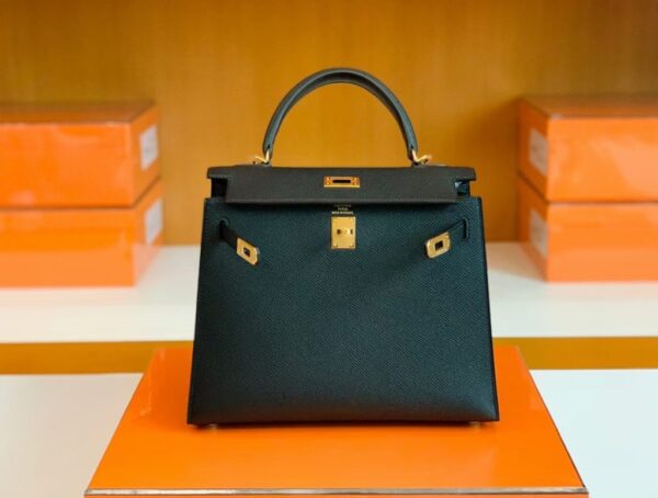mmexport1675760652991-1024x774-1 Hermes Kelly Epsom Black Gold Hardware 25cm Full Handmade