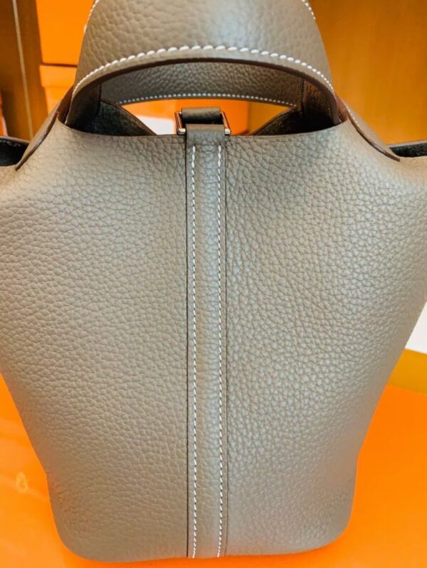 mmexport1675761362119-769x1024-1 Hermes Picotin Lock TC Leather etoupe grey Silver Hardware 18cm Full Handmade