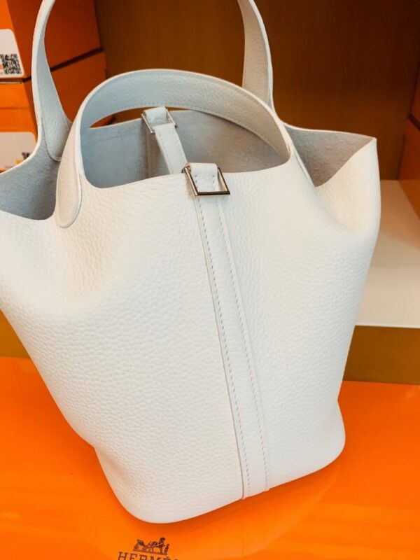 mmexport1675761385243-768x1024-1 Hermes Picotin Lock TC Leather 01 Pure white Silver Hardware 18cm Full Handmade