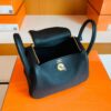Hermes Mini Lindy Togo CK89 Noir Gold Hardware 19cm Full Handmade