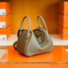 Hermes Mini Lindy Togo 18 etoupe grey Silver Hardware 19cm Full Handmade