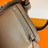 Hermes Mini Lindy Togo 18 etoupe grey Silver Hardware 19cm Full Handmade