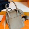 Hermes Mini Lindy Togo 18 etoupe grey Silver Hardware 19cm Full Handmade