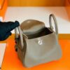 Hermes Mini Lindy Togo 18 etoupe grey Silver Hardware 19cm Full Handmade
