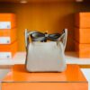 Hermes Mini Lindy Togo M8 gris asphalte Gold Hardware 19cm Full Handmade