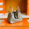 Hermes Mini Lindy Togo M8 gris asphalte Gold Hardware 19cm Full Handmade
