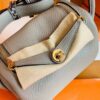 Hermes Mini Lindy Togo M8 gris asphalte Gold Hardware 19cm Full Handmade