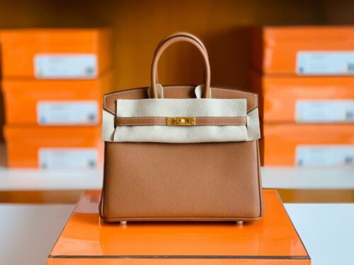 Hermes Birkin Togo Golden Brown Gold Hardware 25cm Full Handmade
