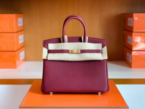Hermes Birkin Togo K1 Garnet red Gold Hardware 25cm Full Handmade