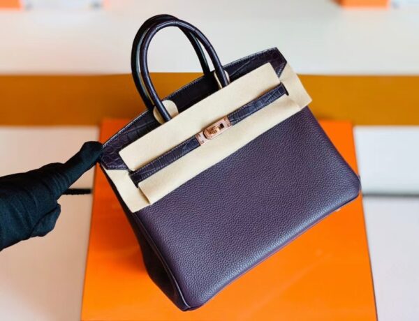 mmexport1676280467274-1024x785-1 Hermes Birkin Touch Togo & Matte crocodile grape purple Rose Gold Hardware 25cm Full Handmade