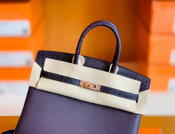 mmexport1676280470055-1024x783-1 Hermes Birkin Touch Togo & Matte crocodile grape purple Rose Gold Hardware 25cm Full Handmade