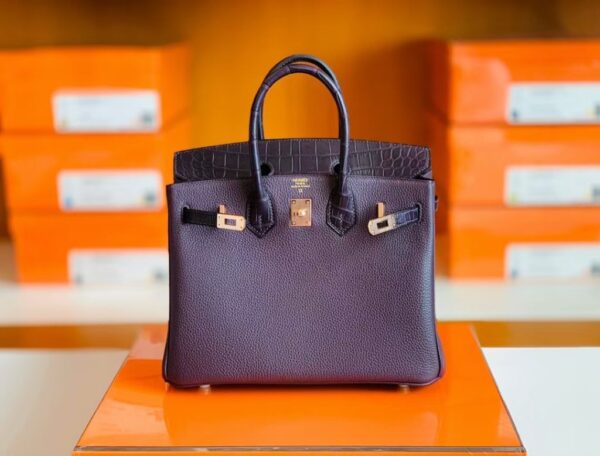 mmexport1676280471371-1024x779-1 Hermes Birkin Touch Togo & Matte crocodile grape purple Rose Gold Hardware 25cm Full Handmade