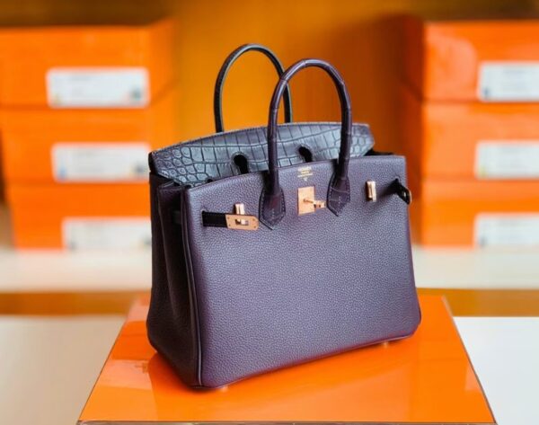 mmexport1676280472859-1024x808-1 Hermes Birkin Touch Togo & Matte crocodile grape purple Rose Gold Hardware 25cm Full Handmade