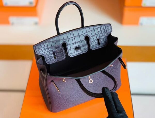 mmexport1676280474676-1024x783-1 Hermes Birkin Touch Togo & Matte crocodile grape purple Rose Gold Hardware 25cm Full Handmade