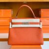 Hermes Kelly Togo R1 Pumpkin orange Silver Hardware 32cm Full Handmade