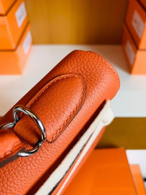 Hermes Kelly Togo R1 Pumpkin orange Silver Hardware 32cm Full Handmade